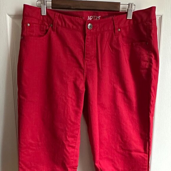 Apt. 9 Women's 14 Short Cherry Red Skinny Modern Fit Mid Rise Jeans NWOT - Picture 2 of 7